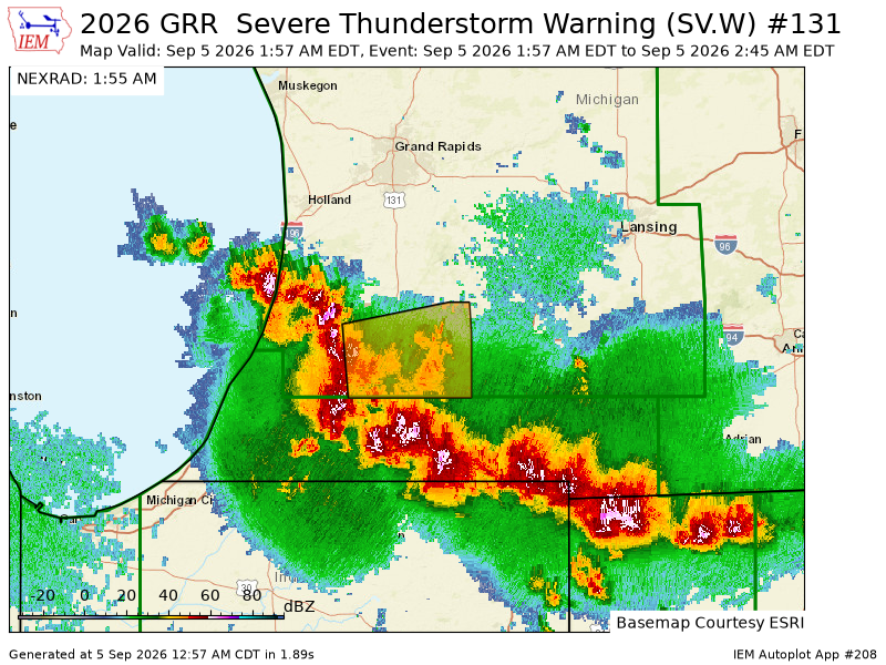 MidMIExtremeWX's tweet photo. GRR issues Severe Thunderstorm Warning [wind: 60 MPH (RADAR INDICATED), hail: 0.75 IN (RADAR INDICATED)] for Kalamazoo, Van Buren [MI] till 2:45 AM EDT https://t.co/wY7l7NHM3C https://t.co/K99ZtVQHES