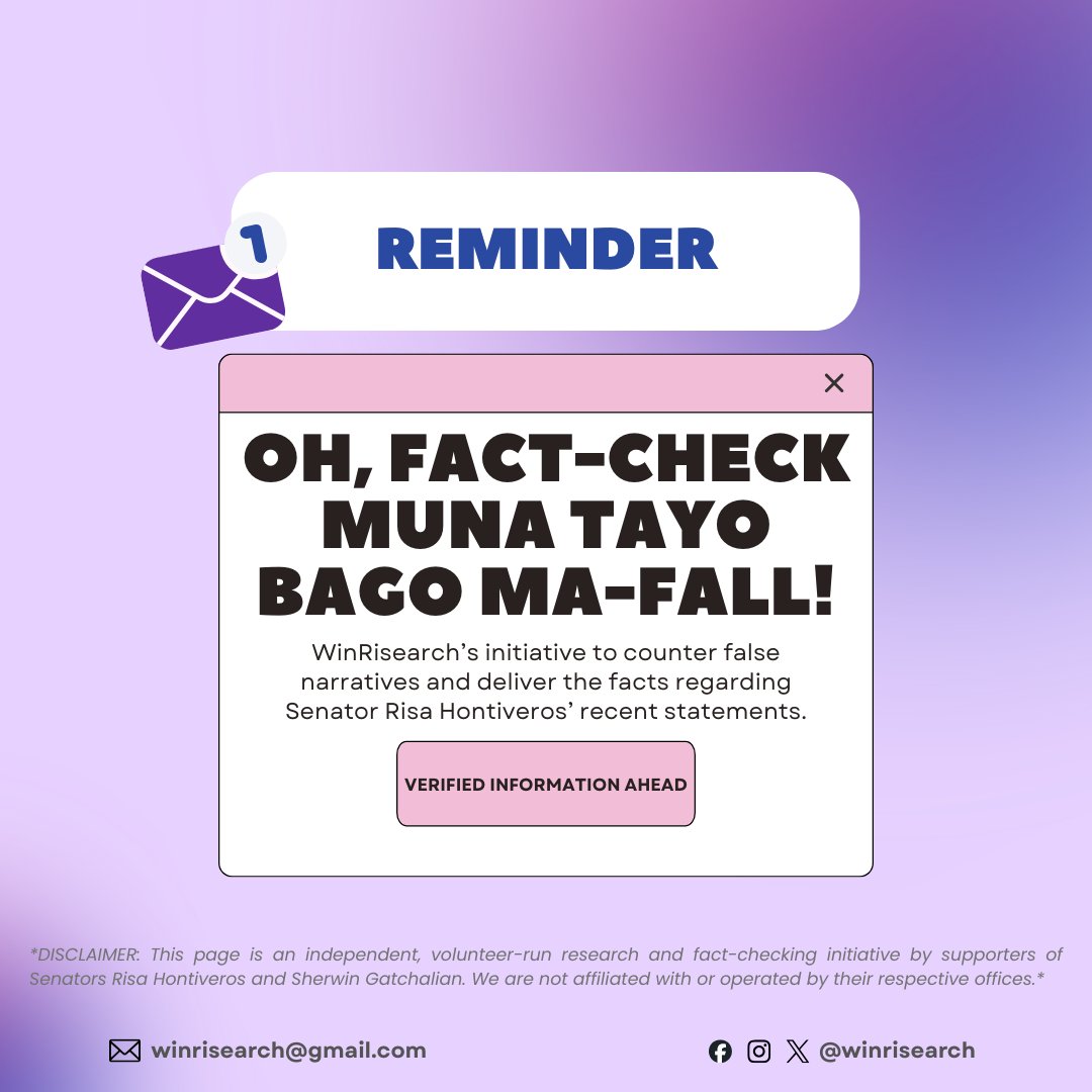 WinRisearch's tweet photo. OH, FACT-CHECK MUNA TAYO BAGO MA-FALL!

A claim has been circulating that Sen. Risa Hontiveros wants Meta to share Facebook users' data with the Philippine government.

FACT-CHECK: MISLEADING

Meta agreed to share relevant user data with Philippine authorities in specific cases involving threats to children's safety and online abuse, subject to applicable legal procedures. This does not mean blanket access to everyone's Facebook data.

Swipe through the slides for the full context and sources. #WinRisibo