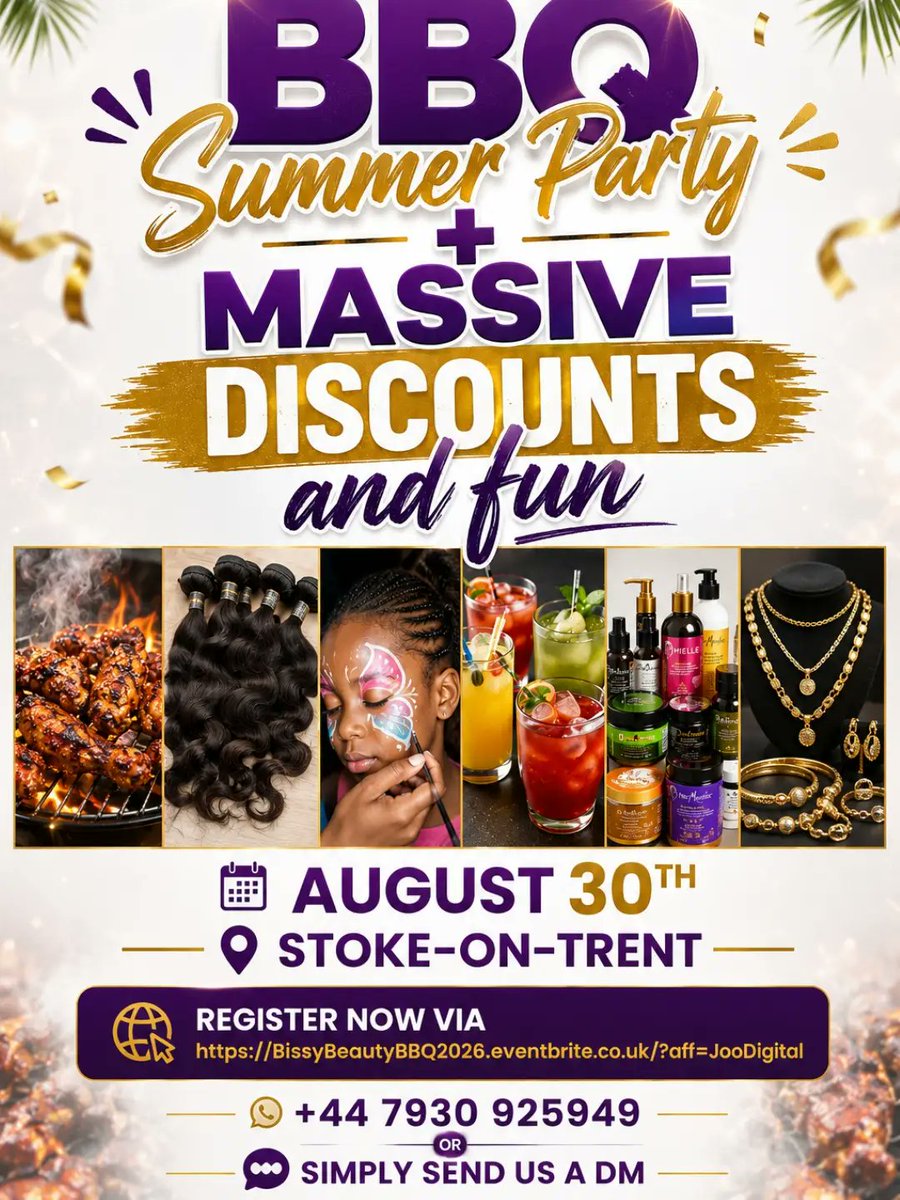 StepanieMihqb's tweet photo. Great food, refreshing drinks, music, face painting, giveaways, and unbeatable discounts await. Book @BissyBeauty1 for birthdays, weddings, hangouts, photoshoots, and more. Call +44 7930 925949 or send a DM to book. https://t.co/usS9ojBvQC