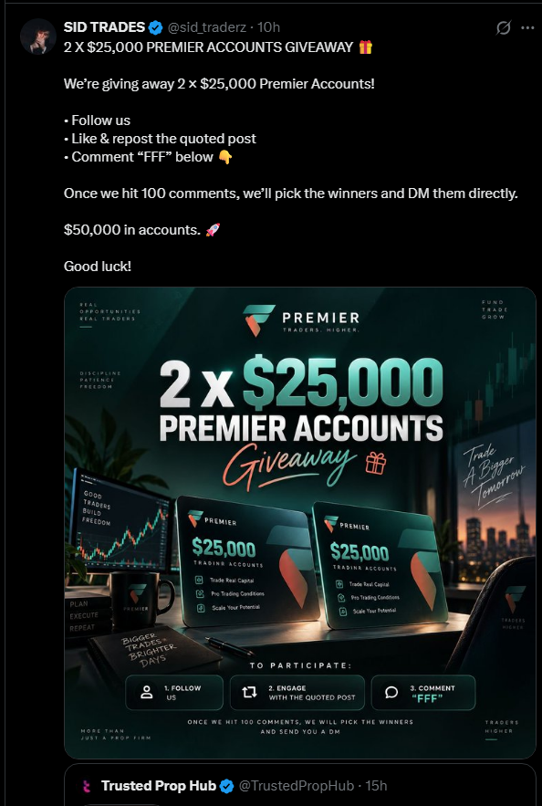 giveawaypolice1's tweet photo. There are actually three accounts @sid_traderz, @Mukul_FX, and @WolfyyFx  that simultaneously spam post the exact same fake prop firm giveaways across all three pages, yet they never declare any winners.

Hard avoid all of these scammers. https://t.co/Hyjj5kht2Z