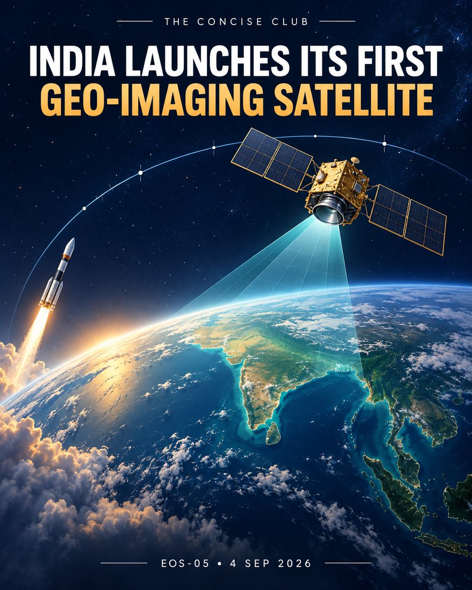 TheConciseClub's tweet photo. India has placed EOS-05 into its intended transfer orbit. Launched aboard GSLV-F17 from Sriharikota, it is India’s first imaging satellite designed for geosynchronous orbit—adding a new high-orbit eye for Earth observation. 🛰️ #ISRO #SpaceTech #EOS05 https://t.co/sOC3rgvogI