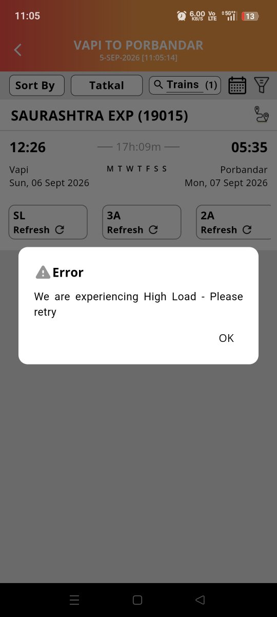 me_atulk's tweet photo. @IRCTCofficial @RailMinIndia everytime this error occurs. How can a citizen book a tatkal? It starts from very beginning. How much load does your apps face that it doesn't  open, not even a single time https://t.co/1hR83ZYhCj
