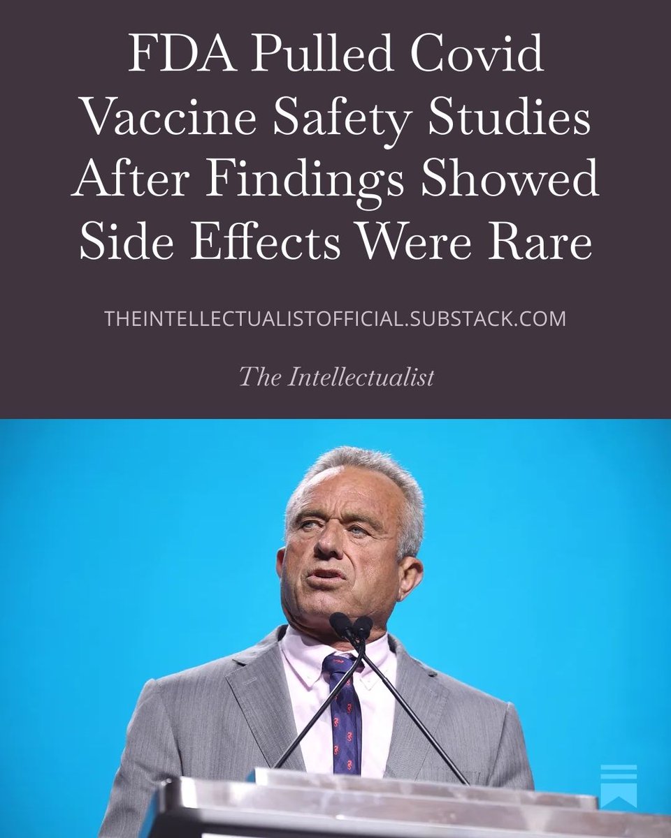 highbrow_nobrow's tweet photo. RFK Jr.’s health department halted publication of two Covid vaccine studies involving 12 million Americans. Draft findings reviewed by outside experts reportedly showed serious side effects were rare and benefits outweighed risks. 
https://t.co/CDijH8DGvF https://t.co/6RjxK4dEhR