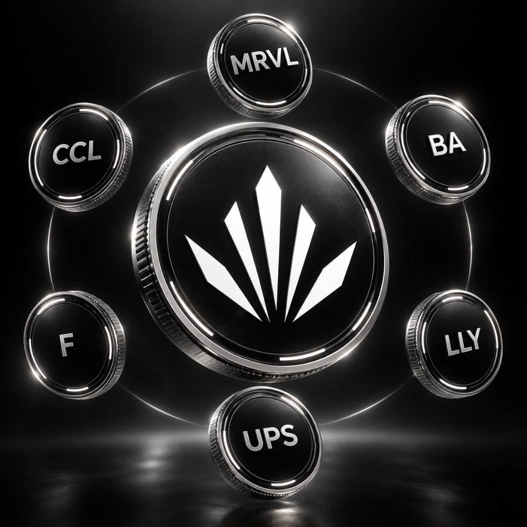 PresageMarket's tweet photo. 6 more names. 34 stocks. 
$MRVL $BA $LLY $UPS $F $CCL
But we’re not adding names just to make the list bigger.

Deep pools.
TWAP verified.
No thin liquidity.

Quality over quantity.
PRESAGE keeps expanding. ⚔️

https://t.co/jsztvhFWKB https://t.co/ntmJp5YfVg