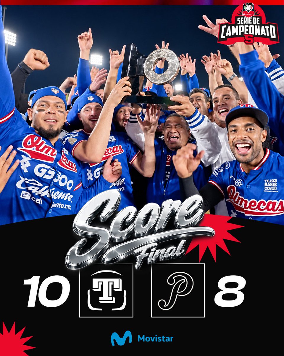 LMBBanorte's tweet photo. ¡BOLETO DORADO A LA FINAL! 🎫

Olmecas de Tabasco 🗿 da la vuelta ante Pericos de Puebla 🦜 y se queda con el campeonato de la Zona Sur 👑

¡Tabasco ya tiene su lugar en la gran cita! 💥

Presentado por @MovistarMX 📲

#LaLigaFuerteDeMéxico💪🏻🇲🇽⚾️ https://t.co/hjLZh2y26b
