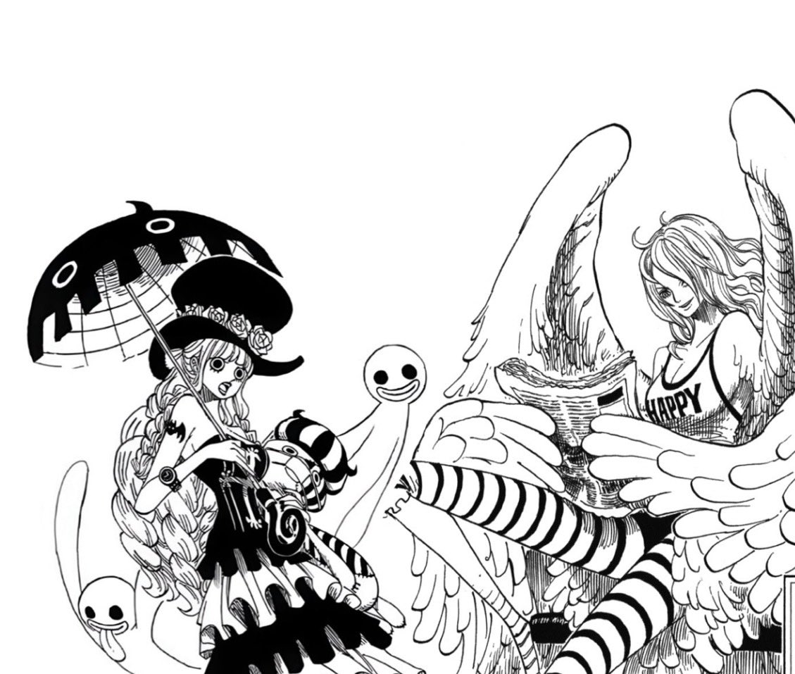 OP_ShipHC_OTD's tweet photo. The Ship for Today is - Monet x Perona! 💚💞
And The Headcanon is -
Perona and Monet love to gossip about their bosses (dads) and their coworkers with each other.
#Morona 🌨️👻 https://t.co/chiV2WCH2B