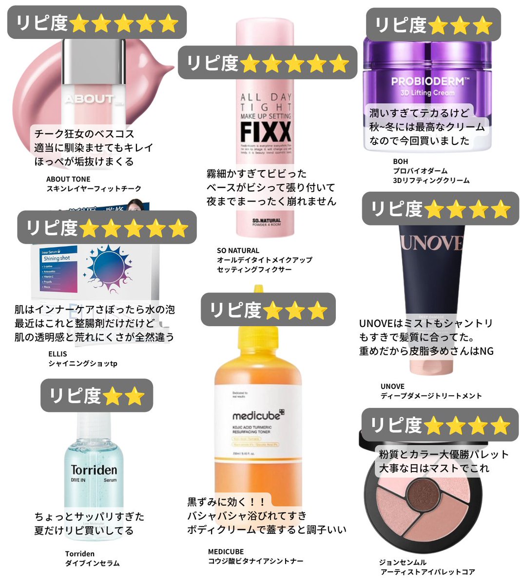 takay5221's tweet photo. メガ割滑り込みまだ間に合う！！！
バズってる商品ほぼ試した女による忖度無しレビューまとめ✍🏻スキンケアとコスメ多め。⭐️5は出会えてよかったホンモノたち。保証する。 https://t.co/iFrCSMwMEr