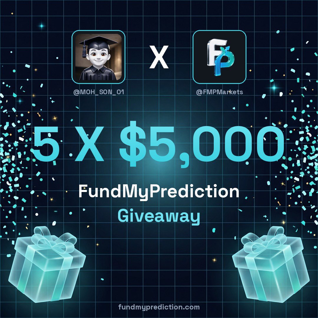 MOH_SON_01's tweet photo. GIVEAWAY ALERT 🚨 🎁
5 x $5,000 FundMyPrediction Giveaway

We’re giving 5 people the chance to win a $5K FundMyPrediction Challenge.

To enter:

1️⃣ Sign up at https://t.co/lZu5nb5xDF
2️⃣ Follow @FMPMarkets on X
3️⃣ Repost this giveaway post
4️⃣Follow @MOH_SON_01 

Also Follow 
@__STrades 
@kawu_yakub95969 
@Ameer_Trader 
@MarketOracleFX 

Winners in 72hrs