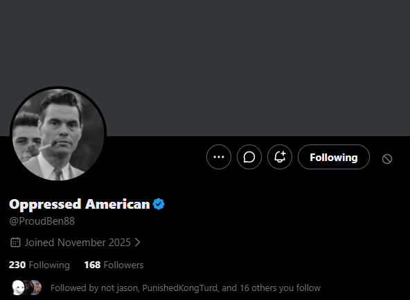 VrilmaxxedSamJr's tweet photo. I am a simple man
I see a George Lincoln Rockwell pfp, I follow
Help him find his volk
@ProudBen88 https://t.co/hbhyiXw3Py
