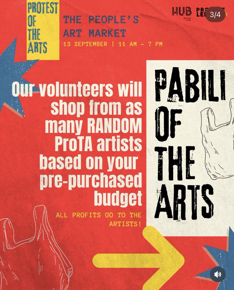 tineninVT's tweet photo. Gastos for a Cause!

Want to support the Protest of the Arts but can’t make it on the day? That’s okay! Pa-POTA ka nalang, PABILI OF THE ARTS!!

Yes, Pabili of the Arts is here and your wallet is about to experience character development. 💸🎨 https://t.co/d73tBgfXP1