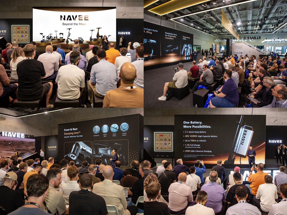 NAVEE_Global's tweet photo. The latest from NAVEE has arrived. 👀
Freshly unveiled at IFA 2026, our latest e-scooters, e-golf push cart, and exoskeleton robot are now in the spotlight.
Come see them up close.
📍 CityCube, Hall B-111
#NAVEE #IFA2026 #Innovation #intelligent #mobility #escooter #exoskeleton https://t.co/kdtjC5Jf5h