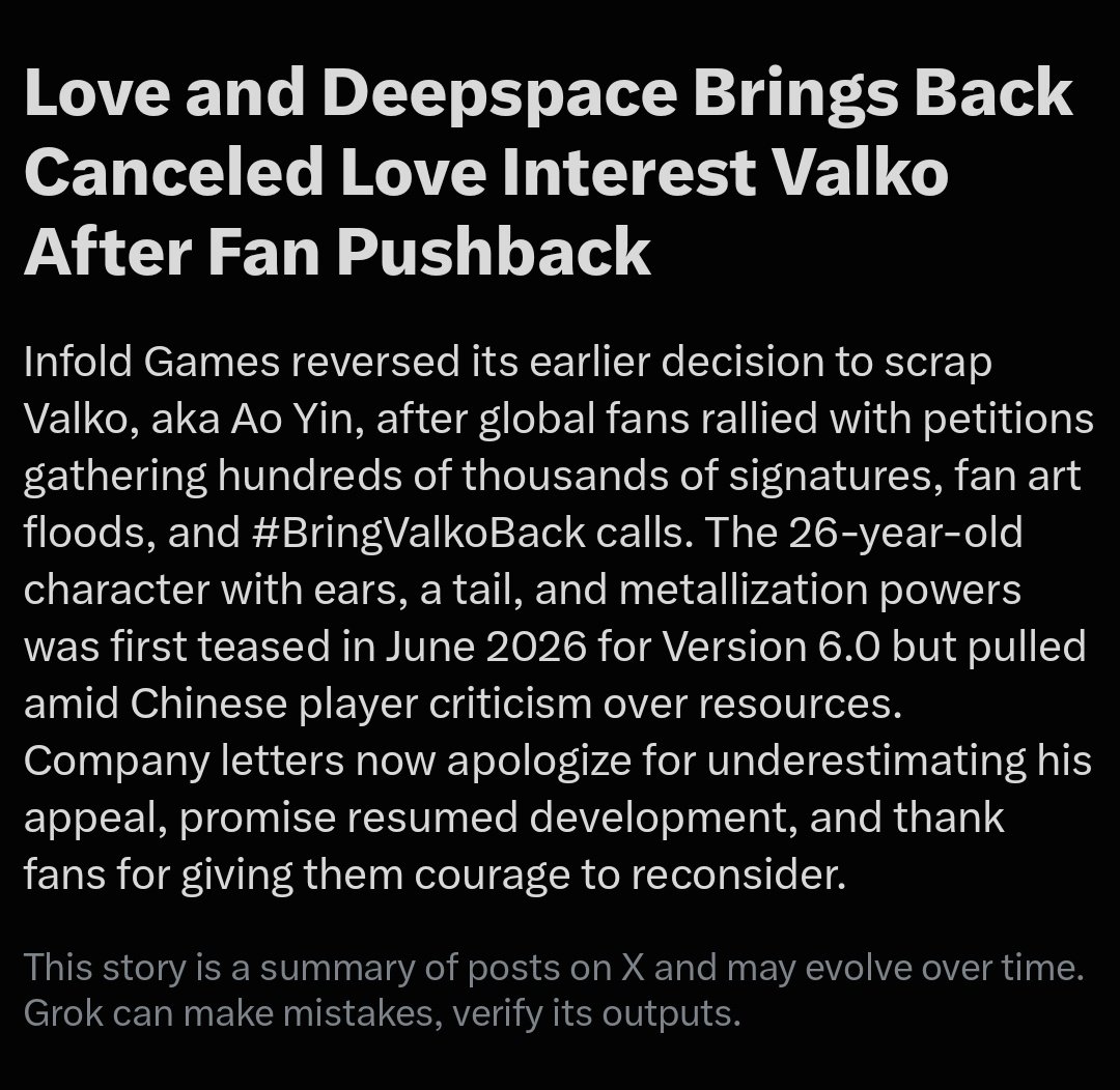 applewolfiee's tweet photo. Did grok time travel into the future 😭?
#BringBackValko https://t.co/4mPPK3i4m6