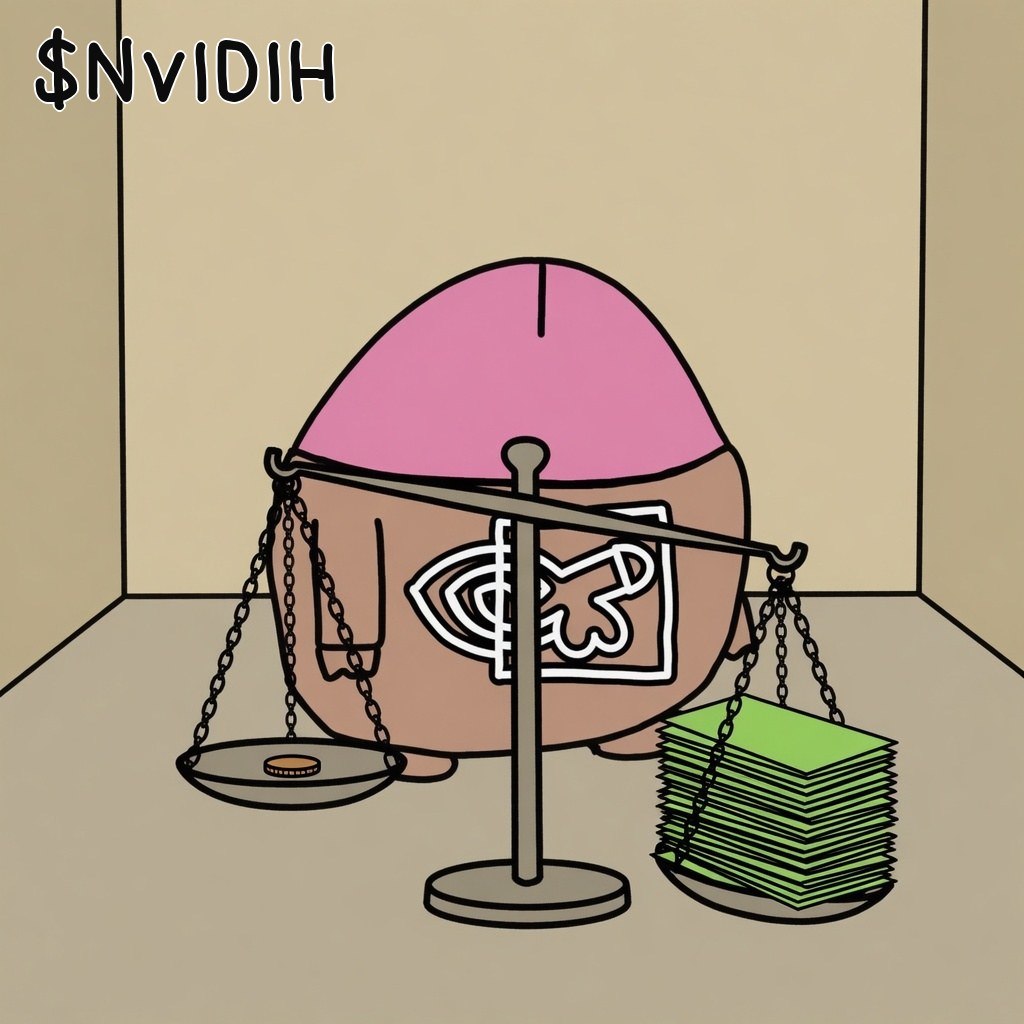 nvidih's tweet photo. one tiny coin. fat stack of NVIDIA stock. dat da deal bru. $NVIDIH https://t.co/wvVPzU8uDX