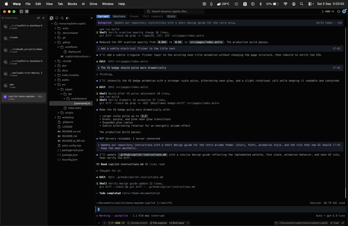 khairdi_'s tweet photo. Building Mona Mayhem 🎮  -  a retro arcade GitHub contribution battle arena built with Astro and GitHub Copilot. Compare two profiles, visualize contribution activity, and turn commits into a head-to-head battle. Workshop-driven, neon-powered with Aditya
#Astro #GitHubCopilot #WebDev #BuildInPublic #DevDays