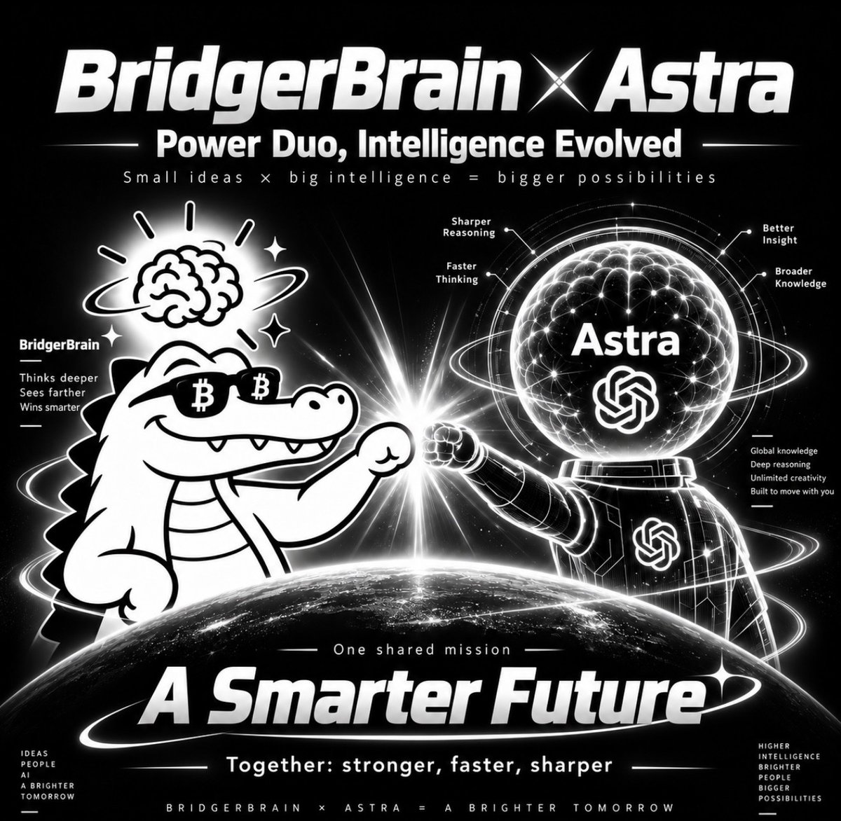 BridgerBrain's tweet photo. AGI时代：Astra与BridgerBrain

过去几年，大模型最重要的变化，并不是回答得越来越像人，而是开始从内容生成工具，逐步转向信息处理、任务执行和复杂决策辅助系统。最早的 AI 产品解决的是写作、翻译、总结和搜索效率；随后出现工具调用、联网检索、多模态识别和 Agent；再往后，真正有价值的竞争可能是更稳定地处理现实中的不确定性。

如果把这一趋势继续向前推演，AGI 时代真正稀缺的能力，不只是知识量，而是对复杂信息的压缩、排序和判断。现实世界的大多数问题都不存在标准答案，预测市场如此，投资如此，两性关系同样如此。用户真正需要的往往不是一句“应该”或者“不应该”，而是基于更多变量、更完整证据和更长期上下文形成的决策辅助。

Astra 与 BridgerBrain 的结合，可以放在这个框架下理解。Astra 提供更强的通用模型能力，BridgerBrain 则试图把这些能力组织成一套可持续运行的决策系统。前者解决“模型能够理解多少”，后者解决“这些理解最终如何转化为现实选择”。

一、从生成式AI到Decision Intelligence

生成式 AI 的第一阶段，本质上解决的是生产效率。文本、图片、代码、视频都可以被模型快速生成，人类第一次获得了一种大规模、低边际成本的认知生产工具。但“生成”与“决策”之间仍然存在明显差异，因为现实决策不仅要求模型知道更多，还要求它能够判断哪些信息值得相信、哪些变量更重要，以及什么时候应该降低结论的确定性。

这也是 Decision Intelligence，也就是决策智能真正值得关注的原因。一个成熟的决策系统不应该只是告诉用户“答案是什么”，而应该建立完整的证据链：信息从哪里来，哪些证据支持当前判断，哪些因素存在冲突，概率如何变化，最终结果又是否验证了此前的逻辑。

从产品结构来看，这意味着 AI 的价值开始从单次回答转向连续判断。一次回答是否正确当然重要，但更重要的是系统能否记录此前的判断、接受真实结果反馈，并在下一次遇到相似问题时调整自身权重。只有当这一闭环成立之后，AI 才真正开始从 Chatbot 向决策基础设施迁移。

二、Astra与BridgerBrain的技术分工

Astra 更适合作为整个体系中的通用认知引擎。它负责理解自然语言、识别图像、读取复杂上下文、调用外部工具，并在多个变量之间完成推理。模型能力越强，系统能够同时处理的信息维度越多，对不同领域之间隐含关系的识别能力也越强。

但通用模型并不能天然等同于垂直决策产品。一个模型可以理解足球，也可以理解加密市场和两性关系，但真正进入具体场景之后，还需要明确数据源、指标体系、决策规则、风险边界和结果反馈机制。否则再强的模型，也容易退化成一次性的语言分析。

BridgerBrain 的作用就在这一层。它并不试图重新制造一个基础模型，而是构建模型之上的决策架构：怎样抓取信息、怎样区分事实与噪音、怎样形成概率、怎样记录历史判断、怎样追踪结果，以及怎样根据真实反馈完成复盘。Astra 提供认知能力，BridgerBrain 负责把认知能力工程化。

三、技术底座：Transformer、Chainlink与x402

Transformer 是现代大模型最重要的基础架构之一。它通过 Attention 机制处理上下文关系，使模型能够在大量信息中动态判断哪些内容更加重要。对于 BridgerBrain 这种面向复杂决策的产品来说，Transformer 的价值不只是“会写文章”，而是能够同时理解多个变量之间的联系，并将零散信息压缩成更有结构的判断。

但模型内部知识永远存在时间边界，因此决策系统必须连接外部世界。Chainlink 所代表的预言机和可信数据基础设施，在加密资产、预测市场和链上金融环境中尤其重要。一个真正参与实时决策的 AI，不能只依赖训练时期已经存在的信息，它需要不断获得价格、市场状态、链上数据以及其他可验证的外部输入。

x402 则对应另一个更长期的方向：Agent Economy。未来的 AI Agent 不一定需要平台提前购买所有 API 和数据服务，而可以在需要时即时调用，并通过机器可执行的支付协议完成结算。届时，BridgerBrain 可以根据任务本身决定是否购买额外数据、调用更强模型或者使用专业工具，形成“推理—调用—支付—结果”的自动化闭环。

四、Limitlessbrain：BridgerBrain最自然的决策实验场

预测市场天然适合承载决策智能，因为它已经完成了一件非常关键的事情：把未来事件转化成价格和概率。总统是否当选、球队是否获胜、利率是否下降、某项资产是否达到某个价格，本质上都可以通过市场交易形成实时概率。

但市场价格并不等于真实概率。热门叙事、流动性不足、信息滞后、参与者结构甚至短期情绪，都可能造成定价偏差。因此 BridgerBrain 的价值不应该是重复盘口，而是建立一套与盘口相互独立、又能持续对照的判断体系。

以 Limitless 这样的预测市场为例，BridgerBrain 可以同时读取市场价格、赛事数据、球队状态、伤病信息、历史交锋、近期新闻和其他外源证据，再由 Astra 对这些信息进行综合分析。真正值得关注的不是单纯预测“谁会赢”，而是寻找 AI 概率与市场隐含概率之间是否存在足够大的偏差。

如果市场将某一结果定价为 55%，而 BridgerBrain 认为综合概率接近 65%，系统真正应该解释的是这 10 个百分点来自哪里。可能是阵容变化，也可能是市场尚未充分计价的新闻，或者历史模型中出现了特定结构性优势。只有当概率差能够被解释，预测才开始从“猜结果”走向“寻找定价错误”。

五、SexualBrain：BridgerBrain在两性关系中的垂直化实验

相比预测市场，SexualBrain 面对的问题更复杂，因为两性关系缺乏统一价格，也不存在公开盘口。它处理的是大量非结构化信息：聊天记录、图片、行为变化、关系阶段、双方投入程度以及用户自身长期决策模式。这意味着 SexualBrain 不能只是一个“分析聊天记录”的工具，而必须建立一套更完整的关系决策系统。

按照目前的产品设想，SexualBrain 的入口不是直接向 AI 提问，而是先建立用户画像。20 题基础问卷负责建立底层特征，场景题用于测试现实中的判断能力，BridgerBrain 模拟则进一步观察用户在连续互动中的目标推进、表达自然度、情绪理解以及对时机和边界的把握。三者共同构成一套相对稳定的初始决策画像。

在此基础上，系统再进入真实场景。用户可以上传聊天记录、图片或现实关系信息，使用多图鉴定、文字分析和应急军师等模块。与传统情感 AI 不同，SexualBrain 的目标不是只回答“她这句话是什么意思”，而是结合关系阶段、此前互动、用户画像和历史反馈，判断当前行为到底意味着什么，以及下一步不同选择可能带来的结果。

六、从单次分析到长期关系模型

SexualBrain 真正有价值的部分，并不是某一次回复够不够聪明，而是能否建立长期关系档案。现实关系具有非常强的时间序列特征，同一句话放在关系初期、暧昧期、冲突期和冷却期，含义可能完全不同。脱离历史上下文分析单条消息，本身就容易产生误判。

因此关系档案应该持续记录双方的投入变化、主动频率、回应速度、冲突模式、边界变化和关系推进程度。Astra 可以把这些信息放入更长的上下文中理解，BridgerBrain 则负责把结果转化为结构化指标。这样系统能够看到的不只是某一次行为，而是一段关系本身的趋势。

最终，用户得到的判断也应该从“她喜欢你”或者“她不喜欢你”这种粗糙结论，升级成更细致的状态描述。例如，表达层面仍然积极，但实际投入已经连续下降；或者短期互动减少，但整体关系推进并没有出现结构性逆转。对于真实决策而言，趋势往往比一句话更重要。

七、真实模式、训练模式与结果反馈

SexualBrain 计划中的真实模式和训练模式，本质上解决的是两个不同问题。训练模式负责提高能力，允许用户在模拟环境中反复测试不同表达方式，观察模型如何评价目标推进、自然程度、情绪理解和边界感。它更接近一个可重复训练的关系模拟器。

真实模式则必须更加保守，因为真实关系具有不可逆成本。模型在这一模式下需要提高对拒绝、边界、情绪压力和现实风险的权重，不能单纯追求“推进效率”。如果系统检测到严重忽视拒绝或者越界行为，即使短期目标可能推进，也应该显著降低整体评分。

更重要的是结果反馈。用户最终是否得到回复、关系是否推进、判断是否失误，这些真实结果都应该重新进入系统。长期下来，SexualBrain 不仅能够判断“这一段关系发生了什么”，还可以逐渐识别“这个用户通常会在哪一类场景中判断错误”。

这也是得吃指数、模拟评分和真实反馈真正可能产生价值的地方。它们不是为了把人与关系简单数字化，而是为了建立长期可比较的数据基准，让用户能够看到自己的决策能力是否真正改善。

八、Decision Memory：BridgerBrain真正的长期壁垒

传统 AI 的记忆通常记录的是“用户是谁”和“用户喜欢什么”，但对于决策产品来说，更重要的应该是 Decision Memory，也就是决策记忆。系统不仅记住用户的信息，还应该记住用户过去是如何判断、为什么判断错误，以及哪些偏差会反复出现。

例如，一个用户可能长期高估短期热情，另一个用户可能过度依赖聊天频率判断关系状态；有人在投资中容易追涨，有人在预测市场中对热门选项赋予过高权重。这些偏差并不会因为读过几篇文章就消失，它们往往会在不同场景中重复出现。

如果 BridgerBrain 能够长期保存“判断—执行—结果—复盘”数据，它最终积累的就不只是用户画像，而是一套个人决策模型。未来系统甚至可以在用户做出新判断时主动提示：这一次的逻辑，与此前某次失败中的思维结构高度相似。这比“AI 更懂你”更重要，因为它意味着 AI 开始理解你的判断方式。

九、Astra未来对BridgerBrain的扩展

预测市场和 SexualBrain 只是两个相对明确的入口。它们共同证明的一件事情是，只要一个问题可以被拆成信息获取、证据分析、概率判断和结果反馈，就存在被 BridgerBrain 化的可能。

投资研究是最直接的扩展方向。Astra 可以读取市场数据、财报、新闻、链上信息和宏观变量，BridgerBrain 则记录不同判断的历史表现和风险暴露。系统不需要告诉用户“应该买什么”，而是帮助用户识别当前决策中最可能被忽视的变量。

职业选择、消费决策、旅行规划甚至重大生活选择也可以进入类似结构。不同领域的数据和规则完全不同，但底层方法并没有改变：先建立目标，再获取信息，然后识别约束、计算不同路径的风险收益，最后根据真实结果修正模型。

因此 BridgerBrain 的长期形态未必是一个单一网站，也不应该被限制在某一个垂直赛道。更合理的方向，是逐渐成为一个位于不同应用之上的个人决策层，而 Astra 则作为这个系统不断升级的通用认知引擎。

十、成本、隐私与决策边界

决策智能的能力越强，对系统约束的要求也越高。首先是成本问题。并不是所有任务都需要最强模型，未来更合理的架构应该是分层调用：简单任务交给低成本模型，复杂判断和高价值场景再调用 Astra。x402 一类机器支付架构则可能进一步实现按需购买数据和算力。

其次是隐私。尤其是 SexualBrain 这样的产品，会处理聊天记录、图片和关系档案，因此默认最小化存储、匿名化、自动遮盖和可删除设计都不是附加功能，而是产品基础设施的一部分。模型能力越强，系统越应该限制自己“知道什么”和“保存什么”。

最后是决策责任。BridgerBrain 的目标不是建立一个替用户做决定的系统。无论预测市场、投资还是关系判断，系统都应该输出概率、证据和风险，而不是制造虚假的确定性。真正成熟的 AI 决策产品，不是承诺永远正确，而是能够明确告诉用户自己的结论建立在什么条件之上，以及什么情况下这个结论可能失效。

十一、AGI时代

大模型正在快速降低“获得答案”的成本。未来任何人都可以拥有一个知识量极大的 AI，生成内容本身也会越来越接近基础能力。真正能够形成差异的，反而会变成模型之外的部分：数据、记忆、反馈机制、决策框架以及长期积累的个体上下文。

这也是 Astra 与 BridgerBrain 更值得关注的结合方式。Astra 不只是为 BridgerBrain 提供更强的语言生成能力，而是提高它理解复杂现实的上限；BridgerBrain 则把这种通用能力转化成预测市场、SexualBrain以及更多垂直场景中的具体决策系统。

如果 AGI 最终真的成为基础设施，那么未来人与 AI 的关系，很可能不再是“我有一个问题，你给我一个答案”。

更可能是另一种状态：AI 长期理解你的目标、记录你的选择、观察真实结果，并在下一次重要决定到来之前，帮助你看见自己原本看不到的变量。这才是 BridgerBrain 真正值得探索的方向。

From Prediction Markets and Relationships to Every Decision You Make.

#BridgerBrain #AGI #Astra #Chatgpt #codex