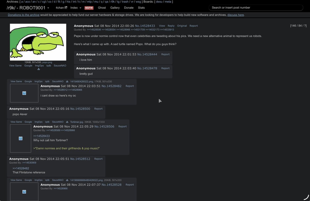 complainATT's tweet photo. Pons needs its own pepe. Matt furie has tarnished the pepe name and brand with all the recent scams 

I found the perfect replacement, and the perfect ticker for pons 

“POPO” was suggested as a pepe replacement in 2014 on 4chan. 

POns foreshadowed POPO since the start

https://t.co/giOl01oh80

https://t.co/BpMfIgerbh