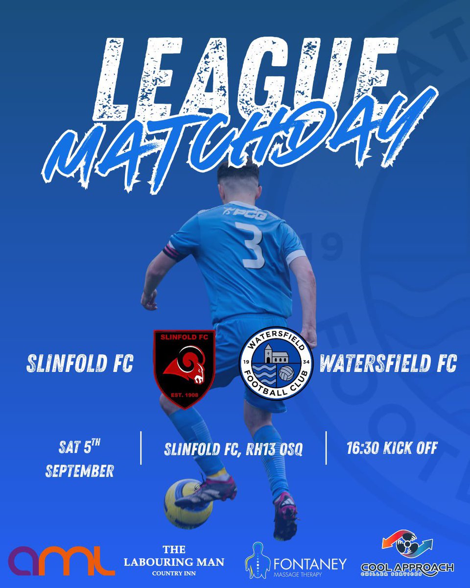 Watersfield_FC's tweet photo. ⚽️LEAGUE MATCHDAY ⚽️

Competitive football is BACK today as the firsts are on the road to Slinfold in our first league fixture of the 26/27 campaign. Looking to make a positive start to the season 💙 https://t.co/feHs3O9rTo