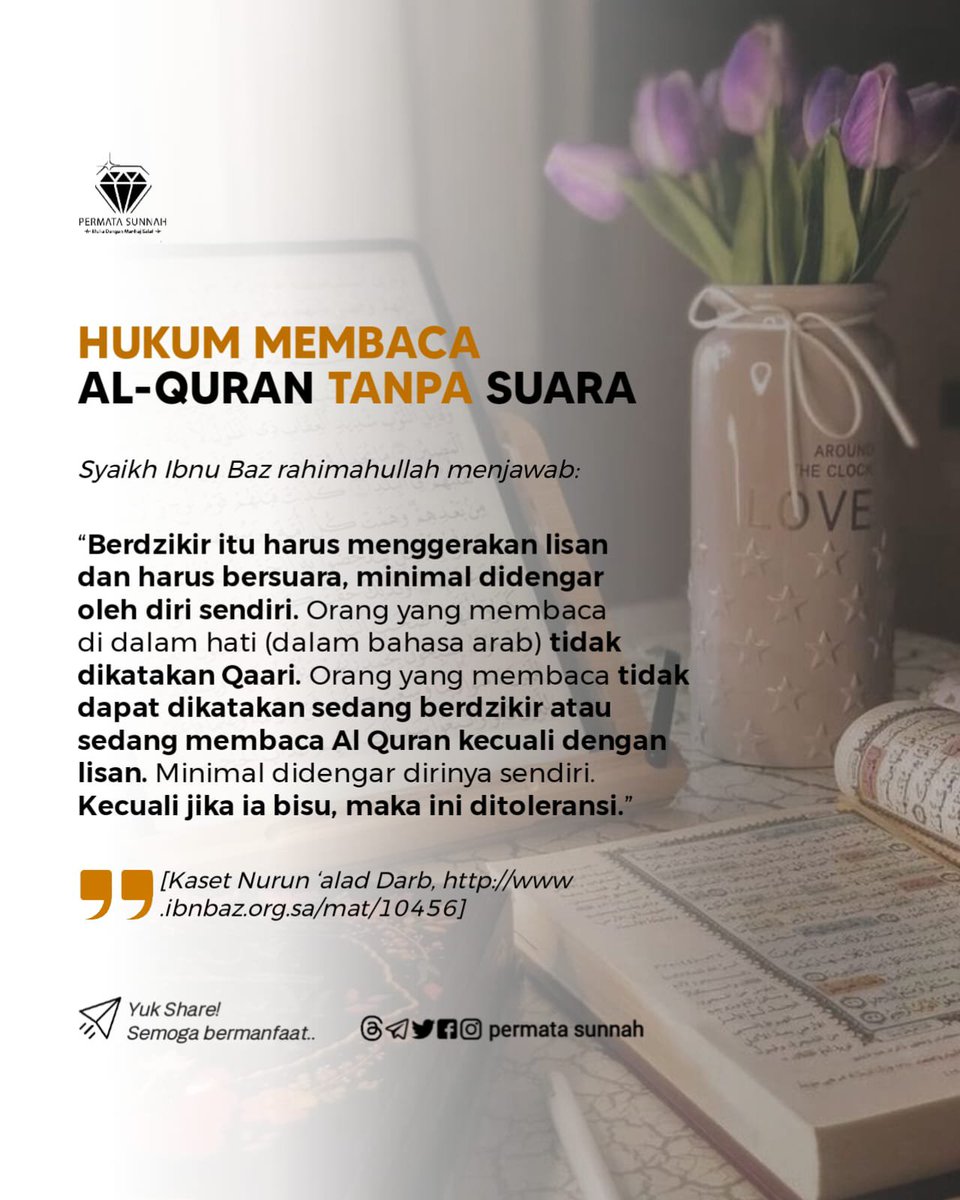 permata_sunnah's tweet photo. 📖 Hukum Membaca Al-Quran Tanpa Suara https://t.co/pEuhoqnqqY