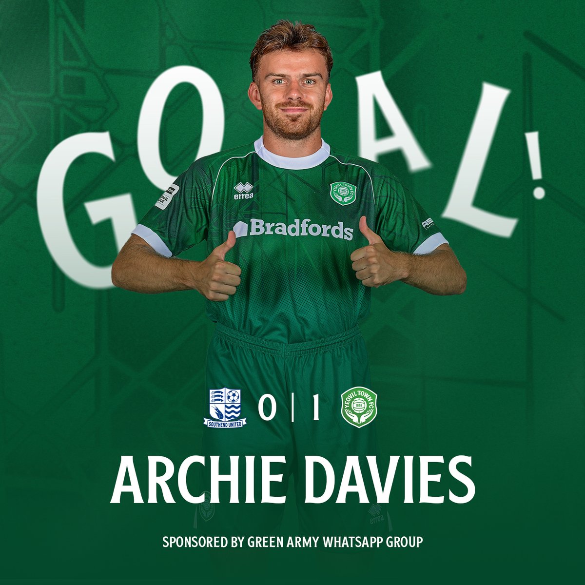 YTFC's tweet photo. 25 | GOALLLLL!!!

ARCHIE OPENS THE SCORING!

🦐 0-1 🧤 #YTFC 💚 https://t.co/jymyht7E92
