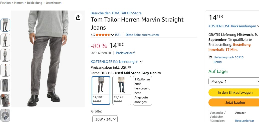 HotDealsDE's tweet photo. Tom Tailor Herren Marvin Straight Jeans nur 14,18€  (-80%, statt 69,99€)

https://t.co/CZvSIBBFsX https://t.co/B0EfdEKy3w