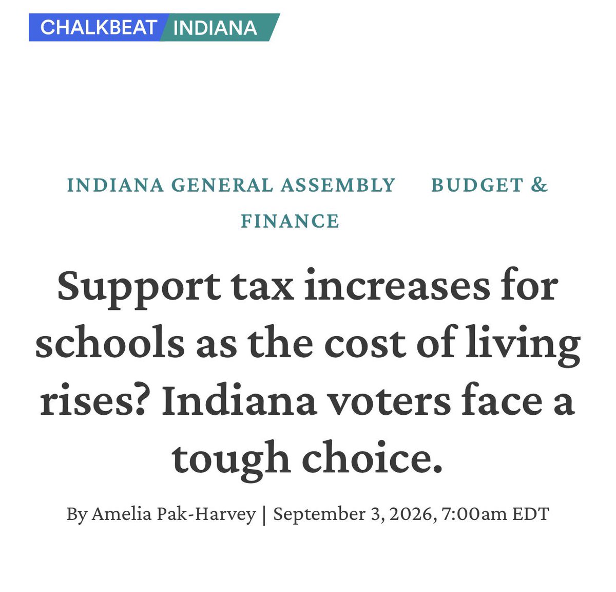 BenReidy_'s tweet photo. In this @ChalkbeatIN article, @IndianaAFP’s Cody White hits the nail on the head.

Hoosiers across Indiana are facing higher taxes and a higher cost of living.

School corporations need to tighten their belts, get spending under control and stop asking taxpayers to foot the bill. https://t.co/yajieh2Coi
