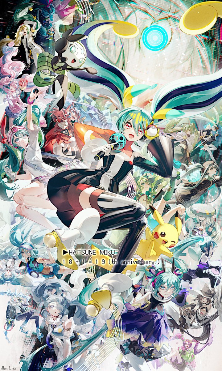 YAMILUNA39's tweet photo. #初音ミク誕生祭2026
18+1=19(th anniversary.)

今年は大遅刻ですけど、19年目おめでとうございます…！
ポケミク３しゅうねんもおめでとうございます、しんきょくもすごくたのしみにしています！ https://t.co/lfdtXKhzKM
