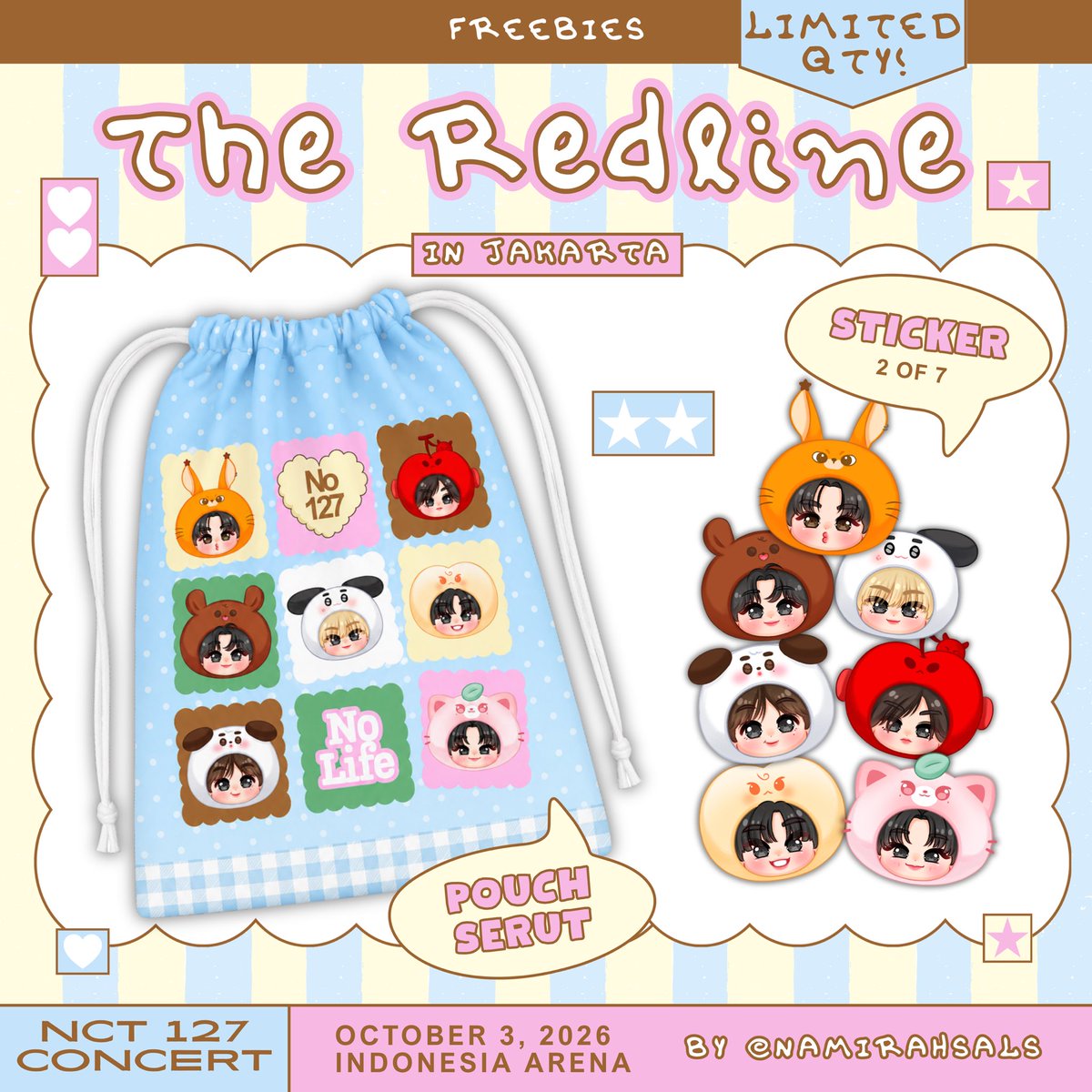 namirahsals's tweet photo. freebies the redline in jakarta by @namirahsals.

꩜ indonesia arena.
꩜ 3 oct 2026 (loc &amp; time tba).
꩜ first come, first get.

rt &amp; like are appreciated꒰ᐢ. .ᐢ꒱

#NCT127_5TH_NEOCITY_THE_REDLINE. https://t.co/s0rGfG6HvZ