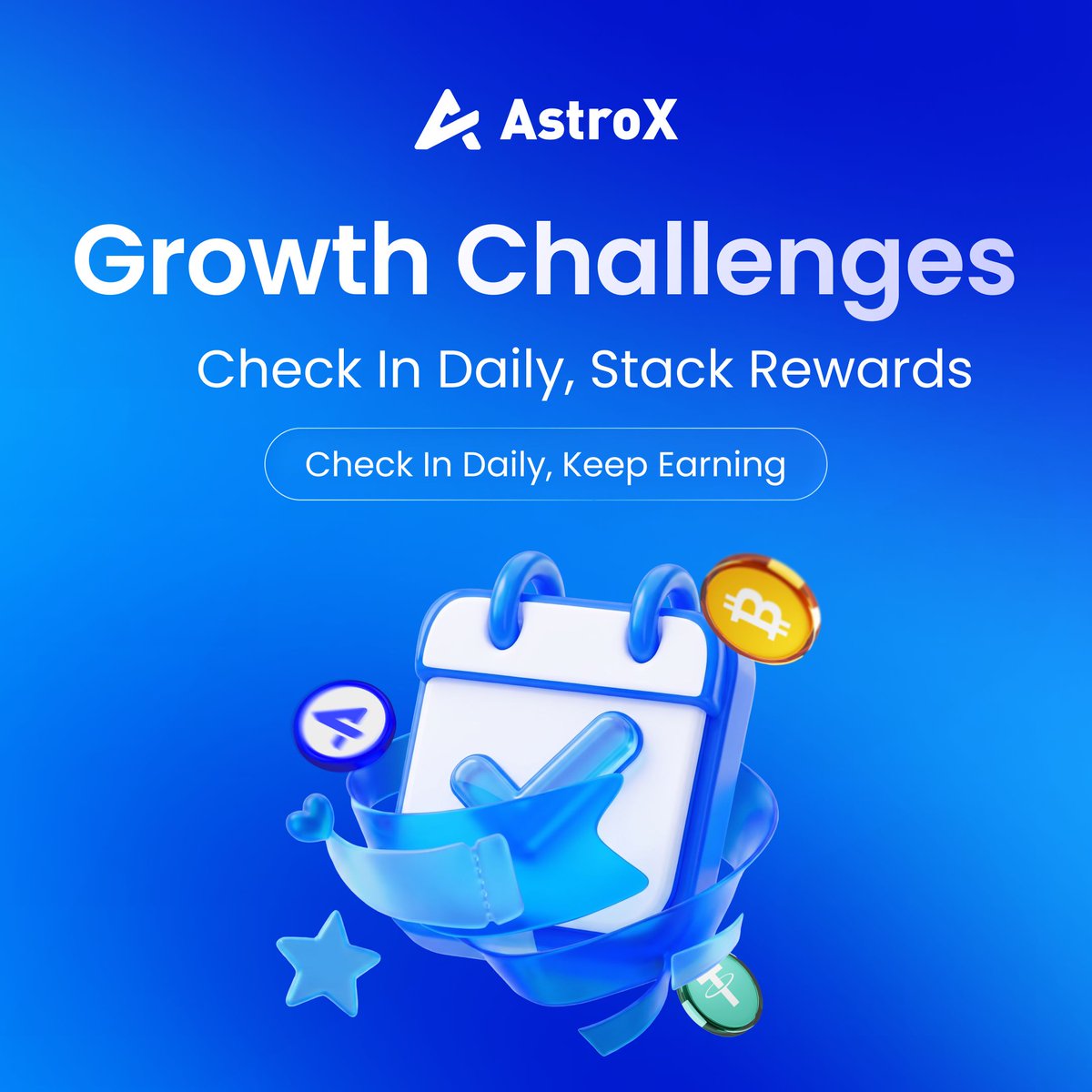 AstroX_Global's tweet photo. AstroX Growth Challenges are built to reward consistency 🧗‍♂️ 
Check in daily. Keep building. Stack your rewards.

Start your move today and unlock exclusive Mystery Boxes. Your next streak starts today. 👇️ https://t.co/Y9BAfgwiUF