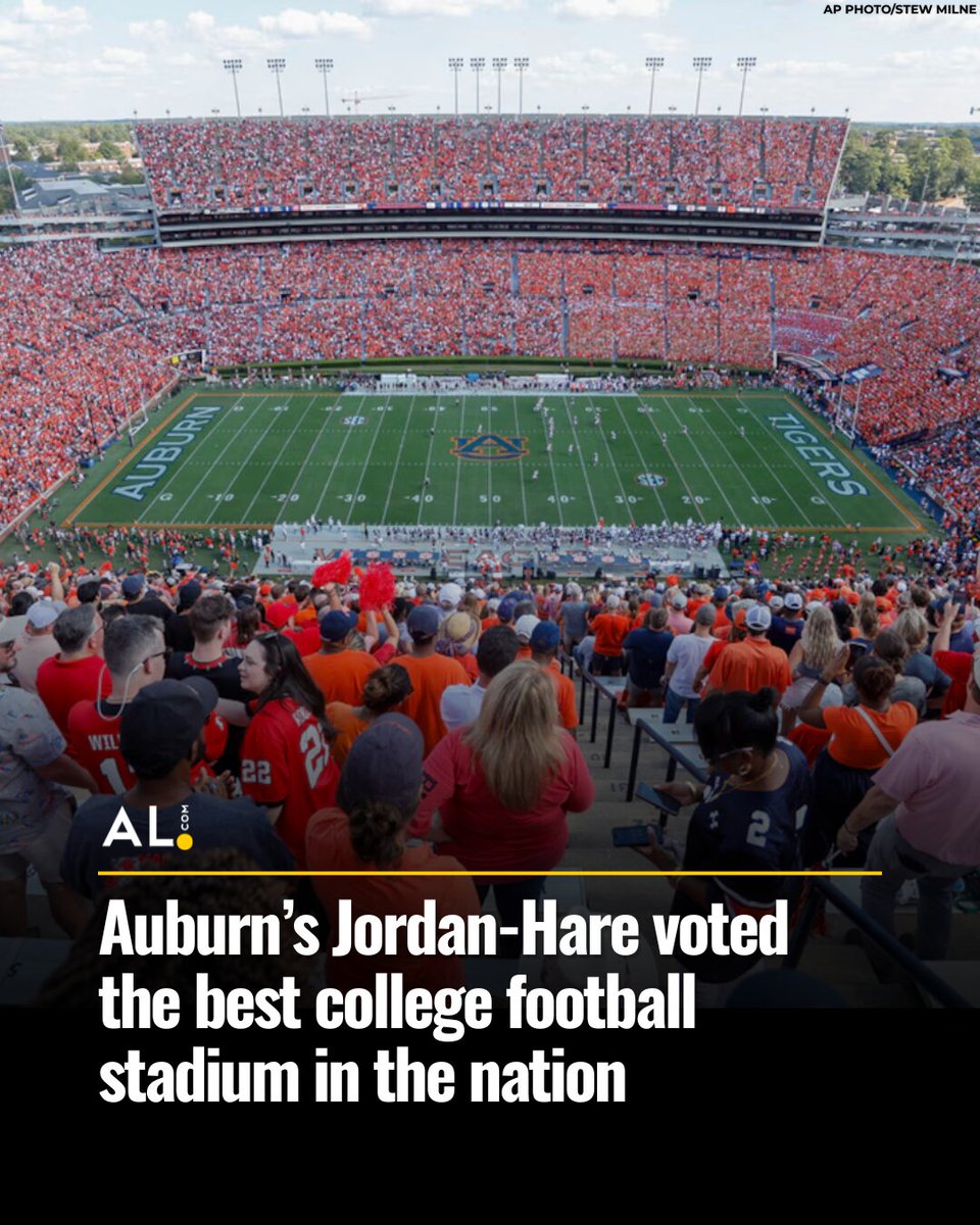 aldotcom's tweet photo. Give it up for Jordan-Hare! USA TODAY has named Auburn University’s Jordan-Hare Stadium the top college football stadium in the country for 2026 in a nationwide reader vote! Read more at the link in the comments 👇 https://t.co/3IPPjISJQF