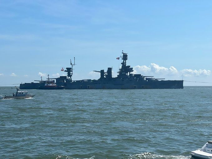 SaltyDGalveston's tweet photo. Battleship Texas in Galveston. https://t.co/Zij7GCpZEj