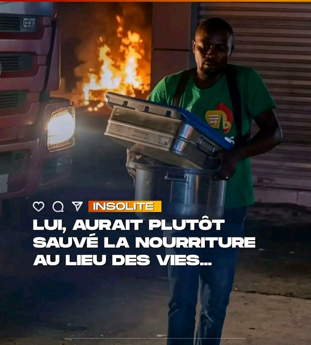 SNProOfficiel's tweet photo. Instant News 243
Insolite - De la joie aux pleurs à Kinshasa : Après l’incendie qui s’est déclaré dans la salle de fête Panacée, un jeune homme a trouvé mieux à faire : sauver le matériel de buffet. https://t.co/RZ2opwarqY