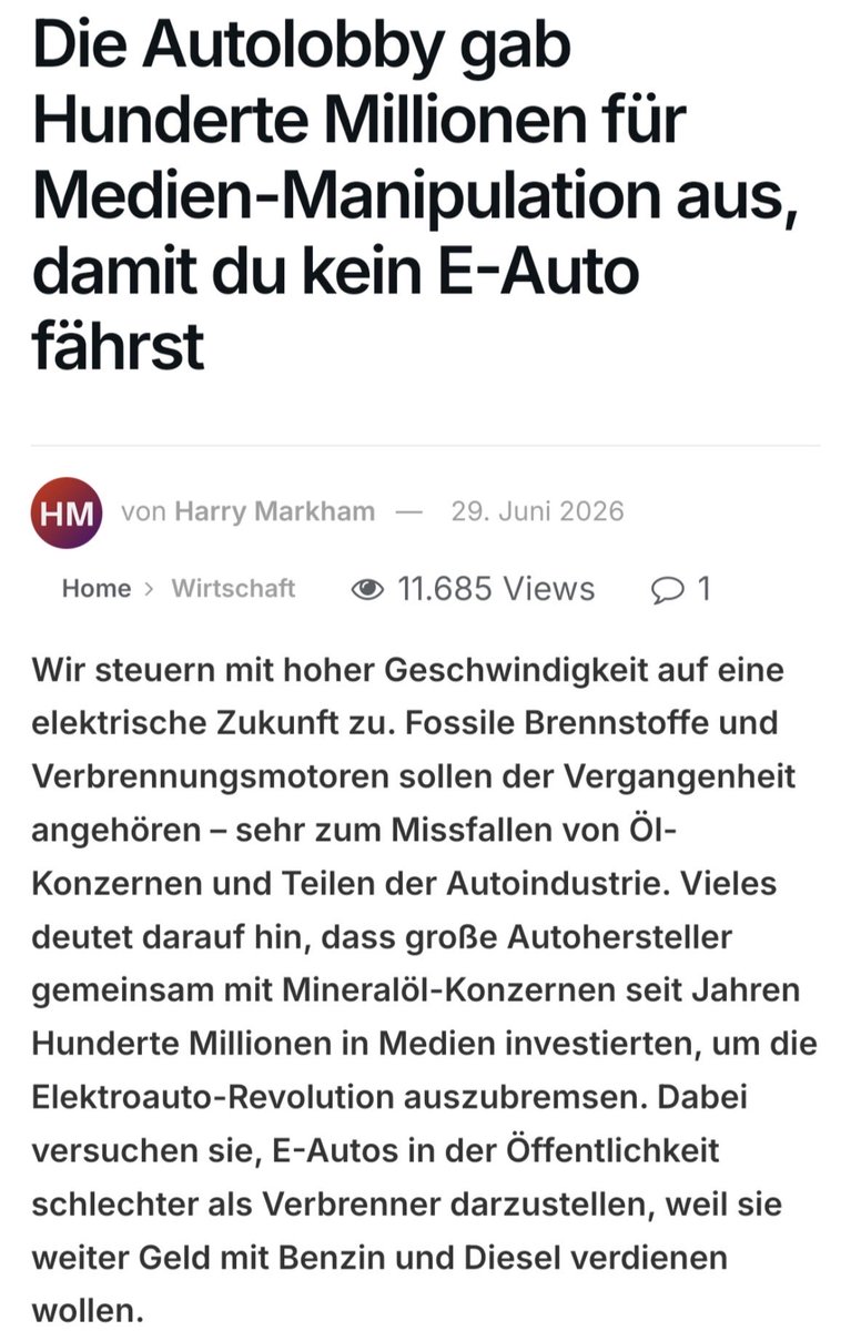 Lars_Invest's tweet photo. Millionen für Lobbyarbeit gegen die eigene Zukunft. Klingt absurd, ist aber genau das, was die deutsche Autoindustrie gemacht hat.

Statt früh auf E-Autos zu setzen, hat man lieber den Wandel verzögert. Jetzt zahlen wir den Preis: Werksschließungen und Massenentlassungen.

Bei der Photovoltaik-Industrie war es übrigens genau das gleiche. Gut möglich, dass man hier inzwischen Weltmarktführer gewesen wäre.