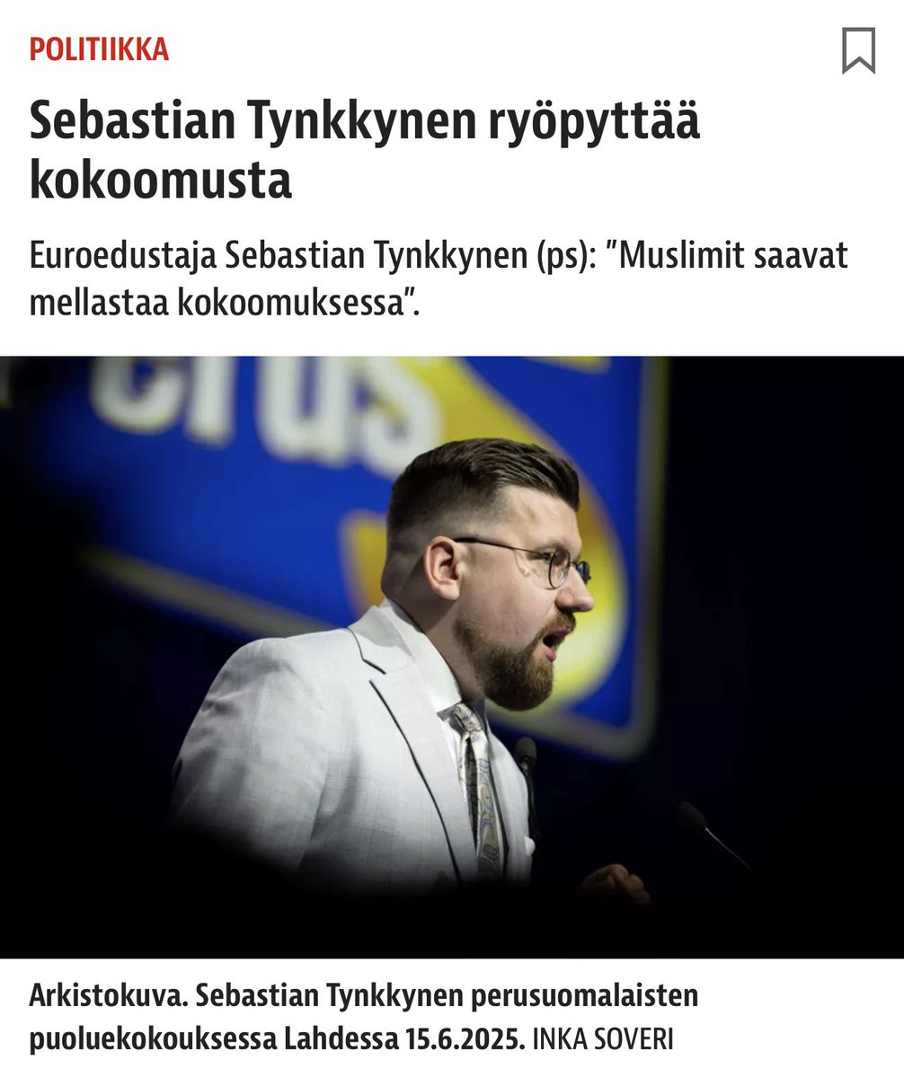 SebastianTyne's tweet photo. Kokoomuksen arvovalintoja.

Turun valtuustoryhmän muslimi saa puhua homoista alentavasti. Saman valtuustoryhmän kristitty ei saa puolestaan kritisoida islamia, vaan hän lentää pihalle.

Orpo istuu samassa valtuustoryhmässä. Suomen pääministeri. Jo on aikoihin Kokoomuksessa eletty - kuinka pitkälle he aikovat mennä wokeilussaan?

Juttu alla 👇