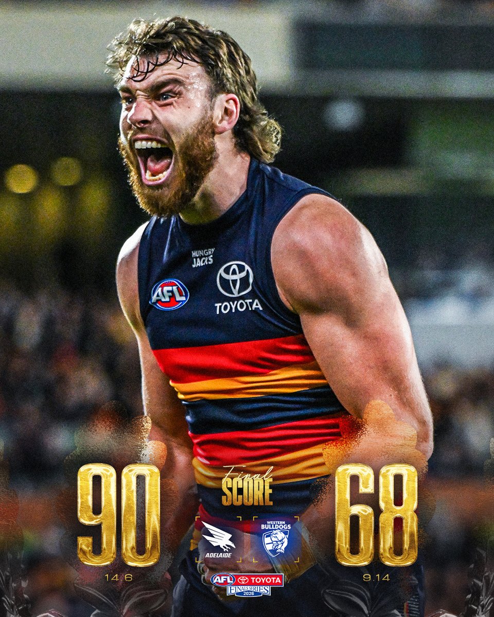 AFL's tweet photo. CROWS GET A FINALS WIN 💪

#AFLFinals https://t.co/RVA9Cd11lv