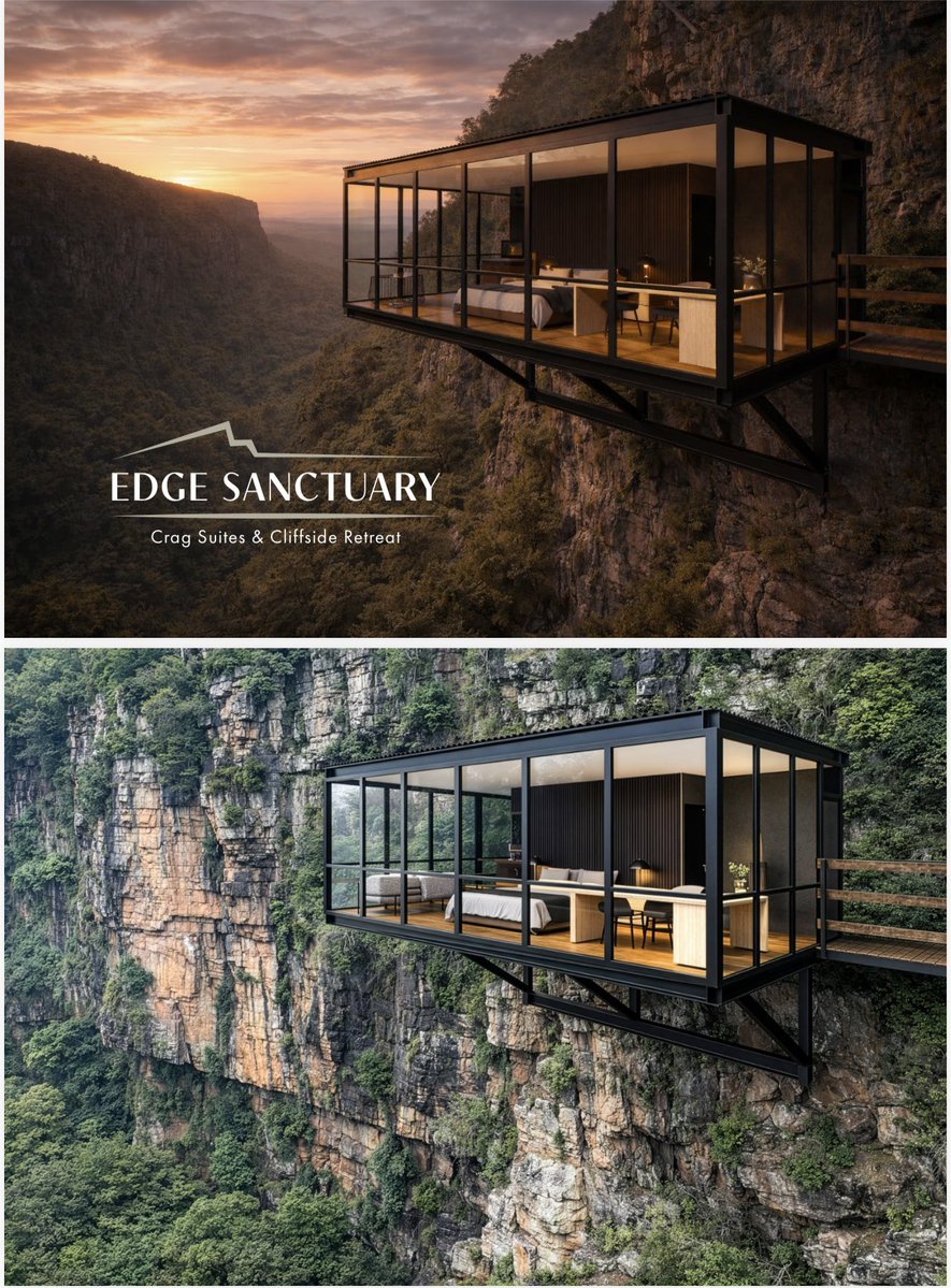 oupapilane's tweet photo. This is the next level coming soon
Edge Sanctuary – Crag Suites & Cliffside Retreat.
Glass walls, endless views, and nothing but pure silence between you and the valley.
#EdgeSanctuary #CliffsideLiving #BucketListStay https://t.co/krHgRcS0o6