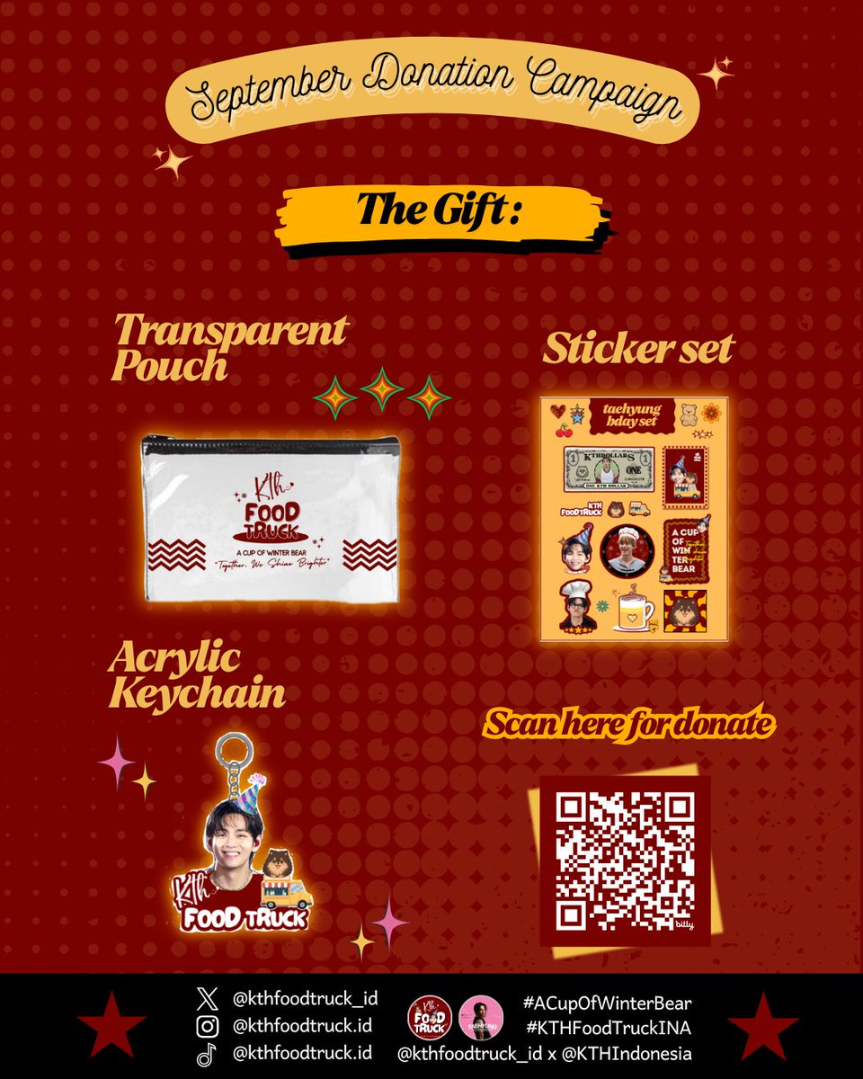 kthfoodtruck_id's tweet photo. 🥤FILL THE CUP: SEPTEMBER DONATION CAMPAIGN🥤

Our 𝗦𝗲𝗽𝘁𝗲𝗺𝗯𝗲𝗿 𝗗𝗼𝗻𝗮𝘁𝗶𝗼𝗻 𝗖𝗮𝗺𝗽𝗮𝗶𝗴𝗻 is finally here! ✨

Untuk kamu yang berdonasi di periode *𝟱-𝟯𝟬 𝗦𝗲𝗽𝘁𝗲𝗺𝗯𝗲𝗿*, ada special gift yang bisa kamu dapetin di tiap tier donasi loh! ✨

Different amount, different gift!👀🙌
💌 15K+ — Gift 01
💌 30K+ — Gift 02
💌 50K+ — Gift 03

So, tunggu apa lagi?
Yuk, fill the cup together and make this birthday project for Taehyung happen! 💜

📅 5–30 September 2026
🔗 https://t.co/AaKQ92PgVb

#KTHFoodTruck
#KTHFTDonationCampaign