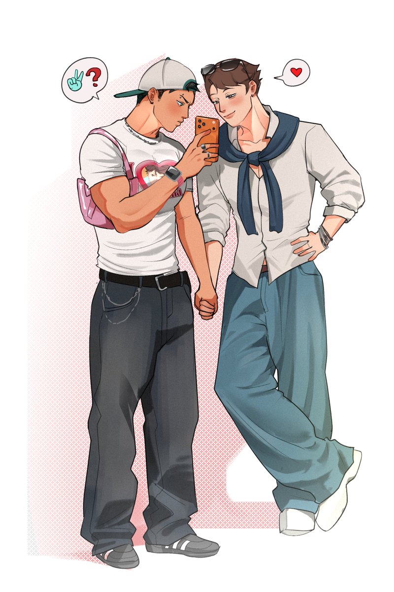 berryberrybrief's tweet photo. i actually drew this days ago its frat!iwa x influencer!oikawa theyre roommates and fell in LOVE so now iwa takes his ig pics for him https://t.co/M1csXkAtiY
