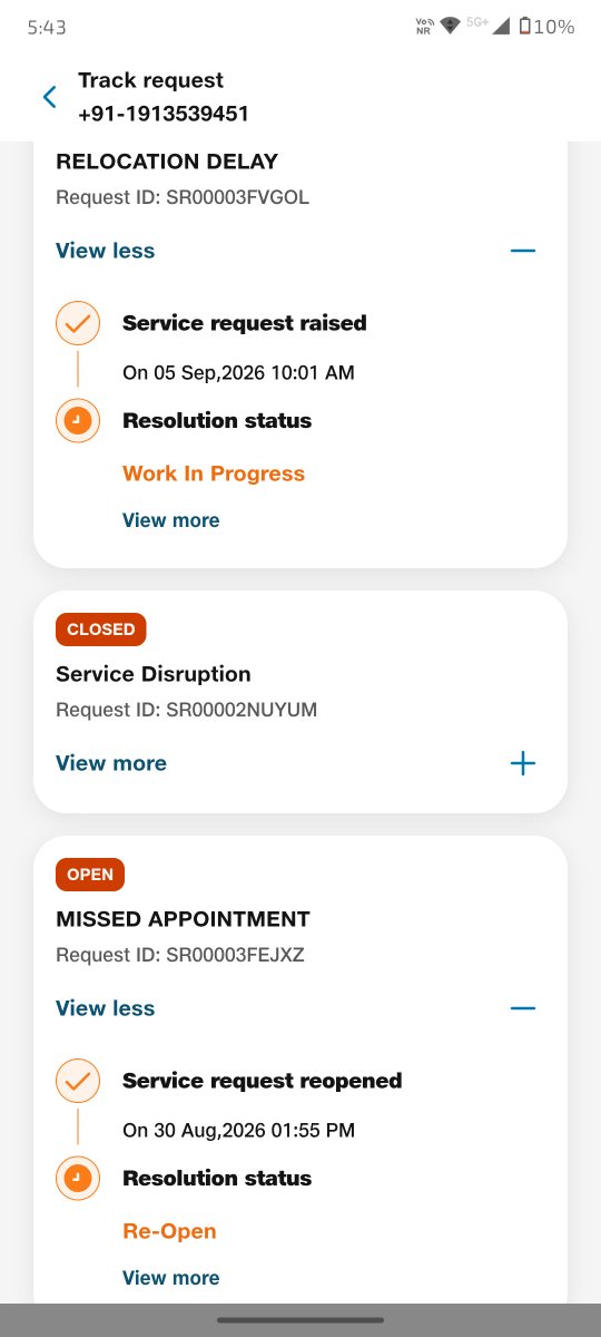 RukhvinderS's tweet photo. @reliancejio This is no longer a normal service delay. Your own MyJio records clearly show the repeated failure to resolve my issue. https://t.co/f7BA711wP7