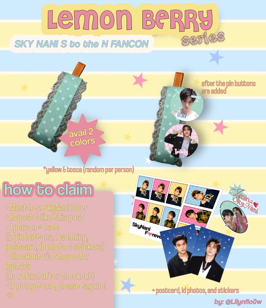 Lilynflo0w's tweet photo. 🎀 SKY NANI S TO THE N FANCON FREEBIES 🎀
by @Lilynflo0w
A little something for SkyNani lovers! 🩵
♡ SkyNani lovers only
♡ RT + like this post
♡ 1 person = 1 set
♡ Rp9.484 via 🍊, no refund

📅 19 Sept, 21.25 WIB
Tag me if you get one ♡

#SkyNaniSToTheNFancon 
#SkyNani https://t.co/qKGHFeDwwj