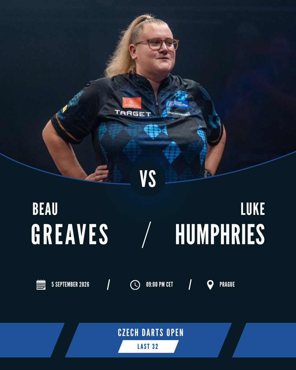 BGUpdates180's tweet photo. 🔥 BEAU vs LUKE! 🔥

A huge clash awaits in Prague! 🇨🇿🎯

Beau Greaves 🆚 Luke Humphries — let’s go! 💪

#BeauGreaves #Darts #EuropeanTour #Prague https://t.co/TSDzbsFroj