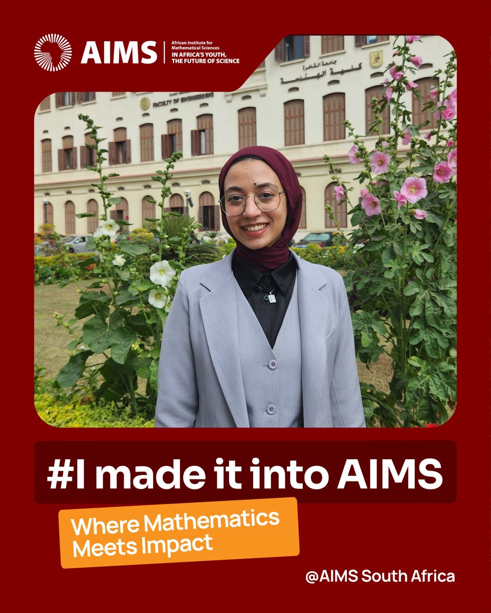 AIMSacza's tweet photo. Congratulations, Fatma Said Abuelfotoh Elsharkawy!
We’re delighted to welcome you to the 2026/27 AI for Science cohort.
Your @AIMSacza journey starts here.
#IMadeItIntoAIMS #AIforScience #WhereMathematicsMeetsImpact https://t.co/fhnxFb4w8d