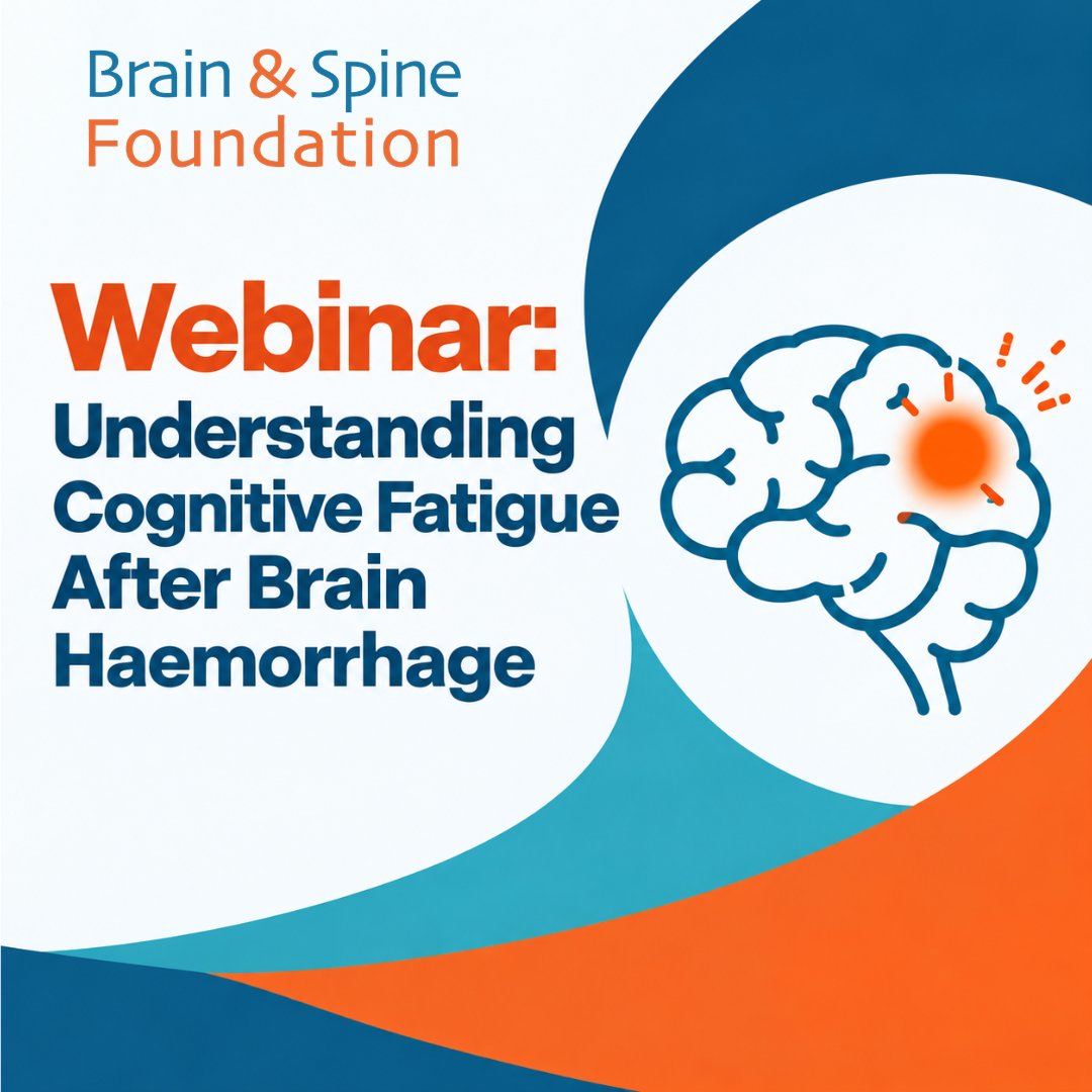 brainspine's tweet photo. New webinar for Brain Aneurysm Awareness Month: Understanding Cognitive Fatigue After Brain Haemorrhage.

Dr Grace Holly explores the often invisible cognitive &amp; emotional impact of brain haemorrhage, including fatigue, adjustment, identity and recovery.

https://t.co/MzJTJf0NfB https://t.co/m6bJ8i5Hxk