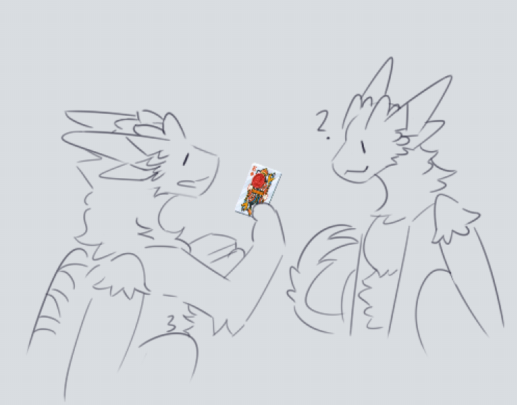 Introdile's tweet photo. Offering Received: A steel king of diamonds with a red seal (#933)

is THIS your... wait, that's not normal...
also their new guest isnt from this continent, but he isn't too bothered by the change of scenery! the dragon's letting him stay to get his bearings for now https://t.co/1SsrIthFSL