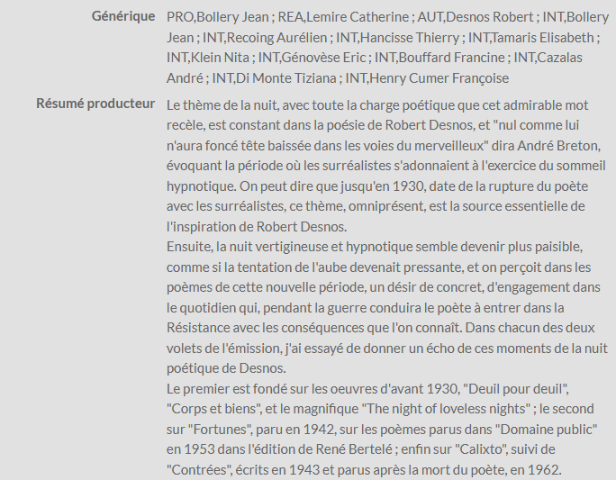 RrrrrrrroyalMax's tweet photo. "Aux sources de la nuit, Robert Desnos", @franceculture en 1995 : deux émissions poétiques exemplaires, produites par Jean Bollery et réalisées par la toujours excellente Catherine Lemire. 
La chaîne n'a pas souhaité créer de page pour cette émission. 
https://t.co/dbnKxZ8cWF https://t.co/RP1W94eAZJ