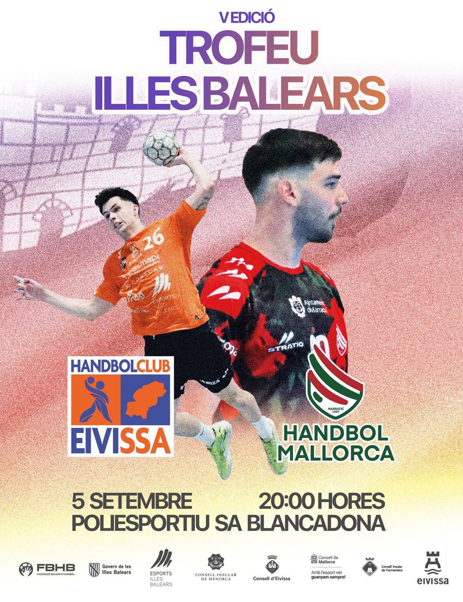 HCEivissa's tweet photo. 🏆🔥 AVUI, Eivissa es converteix en el cor de l’handbol balear!

Arriba la V edició del Trofeu Illes Balears amb un duel carregat d’emoció:

🟠 @trasmapi #GoByCar @Cituboibz HCEivissa
🆚 Handbol Mallorca
🕗 20.00 h
📍 Sa Blanca Dona

Hilo 👇🏾 https://t.co/IXLtPafFDZ