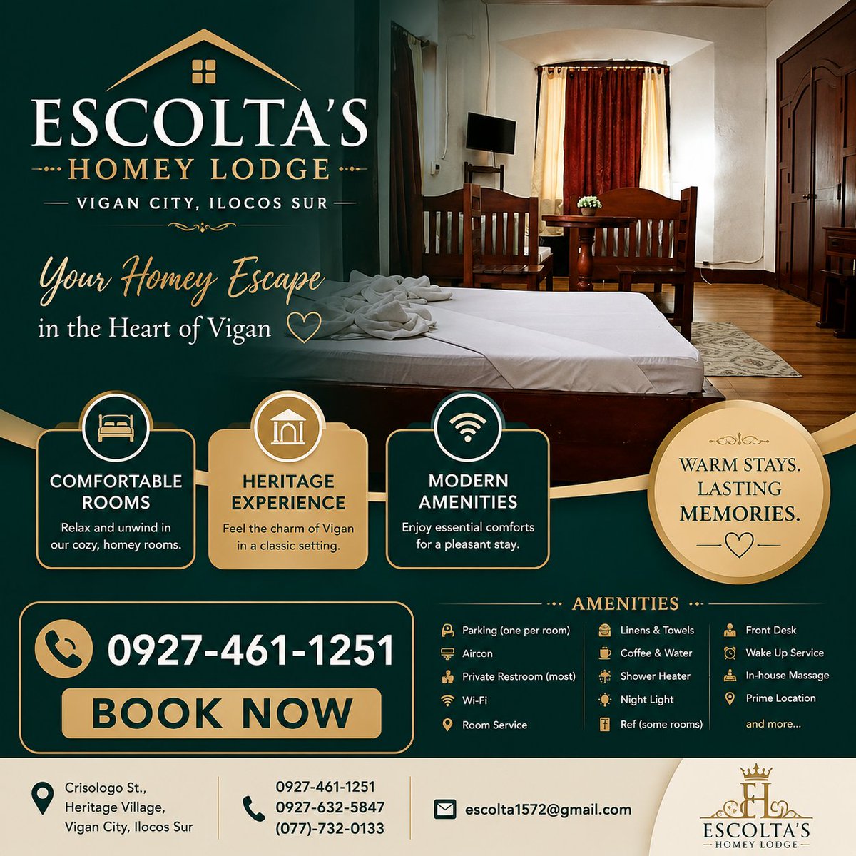 SurWork's tweet photo. Your homey escape in the heart of Vigan. Explore, unwind, and create memories worth keeping at Escolta’s Homey Lodge. ❤️📞 0927-461-1251 | 0927-632-5847
☎️ (077) 732-0133
📧 escolta1572@gmail.com#EscoltasHomeyLodge #Vigan #ViganHotel #CalleCrisologo #IlocosSur #ViganTravel https://t.co/pY8pOYlFbS