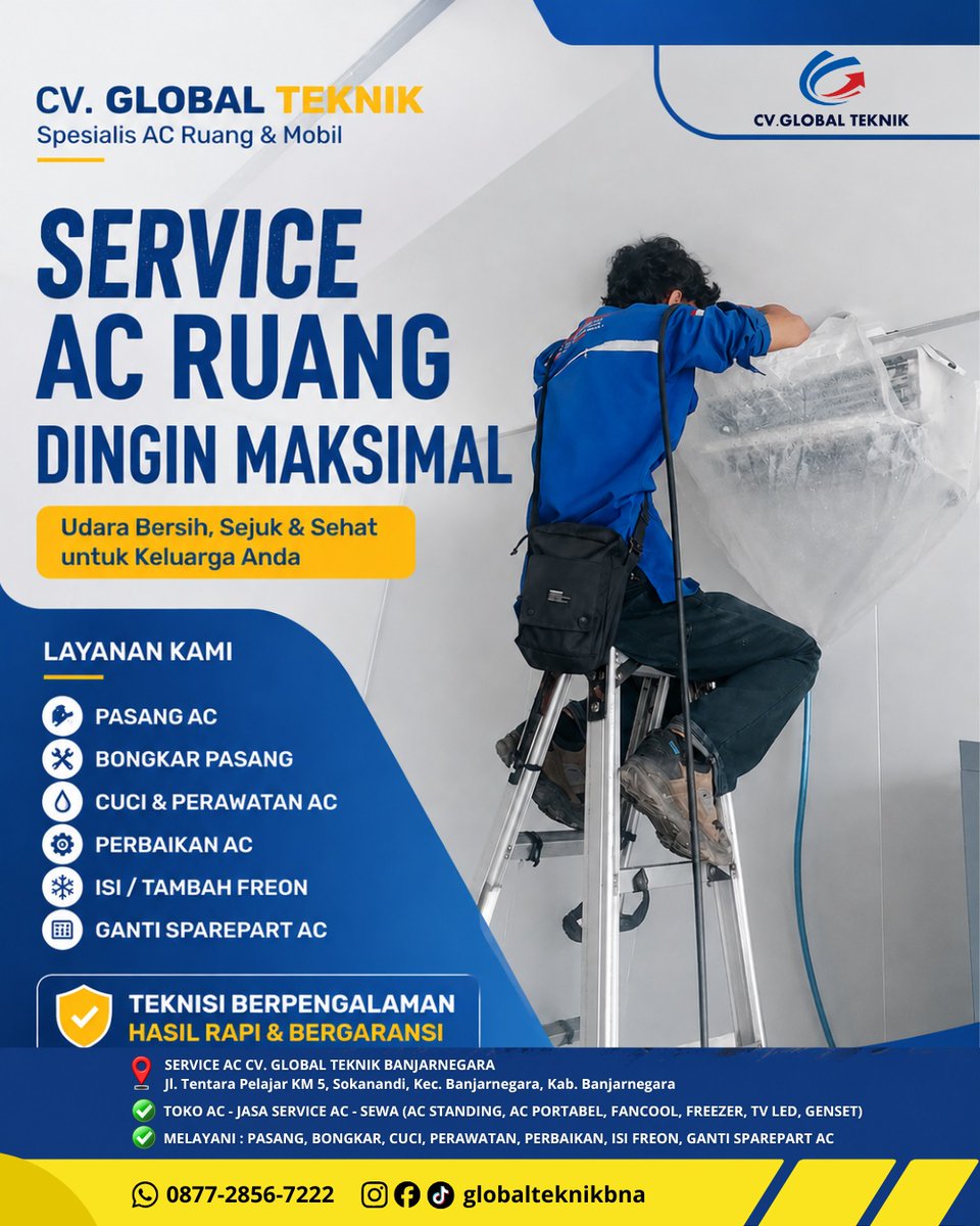 BanjarnegaraAc's tweet photo. 📍 Service AC CV. Global Teknik Cabang Banjarnegara
Jl. Tentara Pelajar KM 5, Sokanandi, Kec. Banjarnegara, Kab. Banjnegara
📞 0877-2856-7222
#ServiceACBanjarnegara #CuciACBanjarnegara #JasaACBanjarnegara #ServiceAC https://t.co/reSghLQ7zu