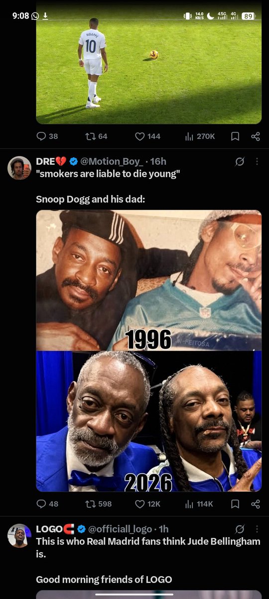 Brahimofbarca's tweet photo. "smokers are liable to die young"

Snoop Dogg and his dad: https://t.co/0Ud2jxKfpo