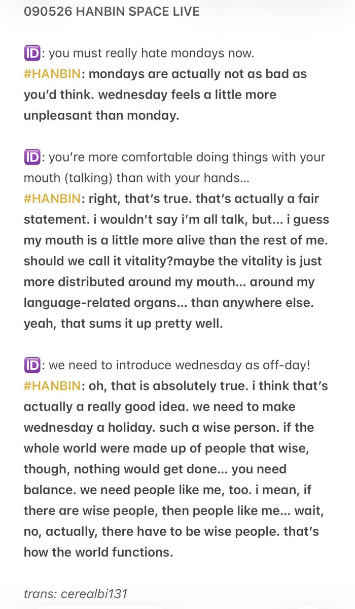cerealbi131's tweet photo. #HANBIN: if the whole world were made up of people that wise, though, nothing would get done… you need balance. we need people like me, too. i mean, if there are wise people, then people like me… wait, no, actually, there have to be wise people. that’s how the world functions. https://t.co/ZMNdrHjvcb