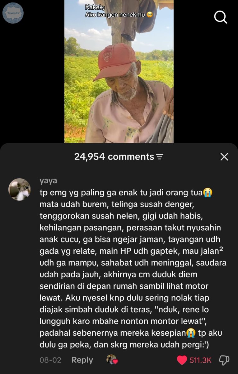 convomfs's tweet photo. liat ini jadi sedih, keinget orang tua 😔 🤍 https://t.co/S9YlfGJYPg